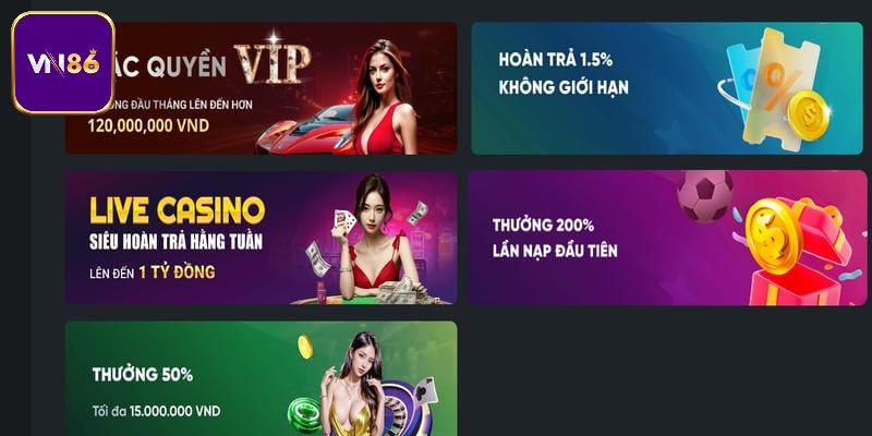 Tổng hợp các ưu đãi khuyến mãi đẳng cấp bậc nhất tại VN86